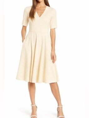 GAL MEETS GLAM Pink Fit And Flare Midi Dress Size 6